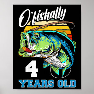Kinder Ofishally 4 Jahre alt Fischer 4. Geburtstag Poster