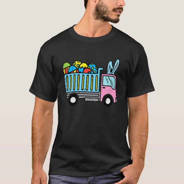 Kinder Ostereier auf Dump Truck Bunny Niedlich Boy T-Shirt (Vorderseite)