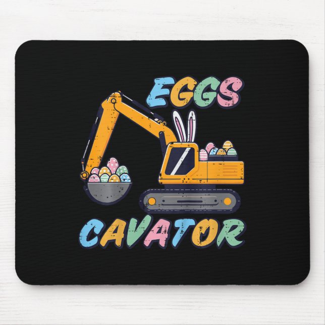 Kinder Ostern Bagger Eier Cavator Bau Bo Mousepad (Vorne)