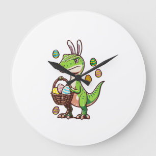 Kinder Ostern Dinosaurier Trex Ei Jagd Jungen Kind Große Wanduhr