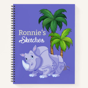 Kinder personalisieren Rhino-Skizzen-Spiralblock Notizbuch