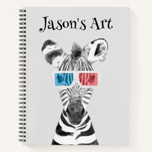 Kinder personalisieren Zebraskizzenheft Notizbuch
