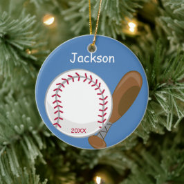 Kinder Personalisiert Baseball und Bat Keramik Ornament