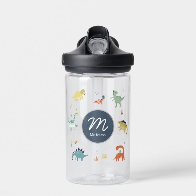 Kinder Personalisiert Dinosaurier Wasserflasche Trinkflasche (Vorne)