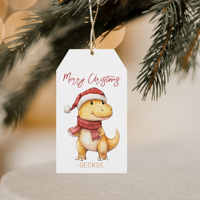 Kinder Personalisiert Dinosaurier Weihnachten Geschenkanhänger (Von Creator hochgeladen)