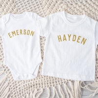 Kinder Personalisiert Name T-Shirt | Gold