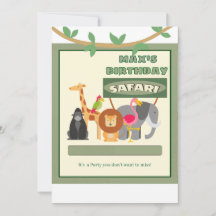 Kinder Personalisiert Safari Einladung