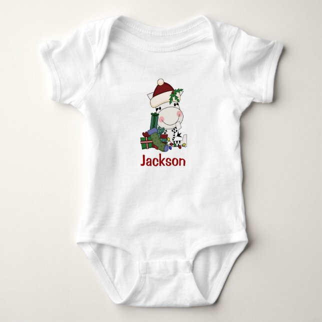 Kinder Personalisiert Weihnachten Santa Zebra Baby Strampler (Vorderseite)