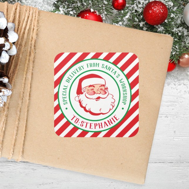 Kinder Personalisiert Weihnachts Sonderlieferung Quadratischer Aufkleber (Von Creator hochgeladen)