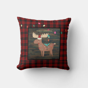 Kinder Personalisiert Xmas MOOSE Buffalo Kariert Kissen