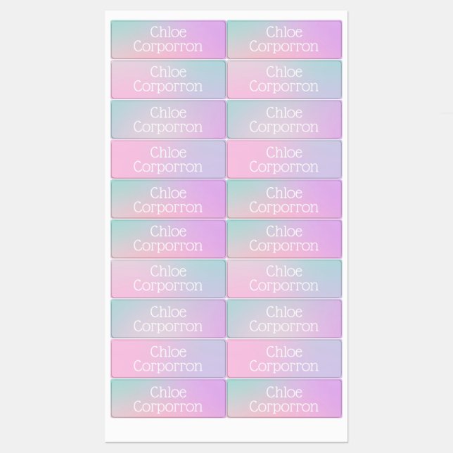Kinder personalisierte Namensschilder rosa lila un Etiketten (Blatt)