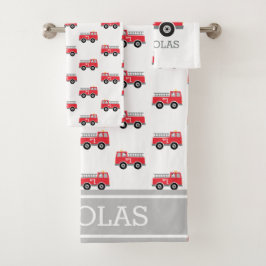Kinder Personalisierter Feuerzug Badhandtuch Set