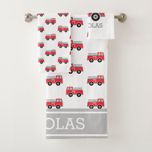 Kinder Personalisierter Feuerzug Badhandtuch Set (Insitu)