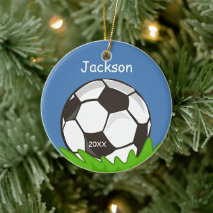 Kinder Personalisierter Fußballball Keepake Keramik Ornament