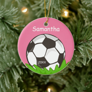 Kinder Personalisierter Fußballball rosa Keramikornament