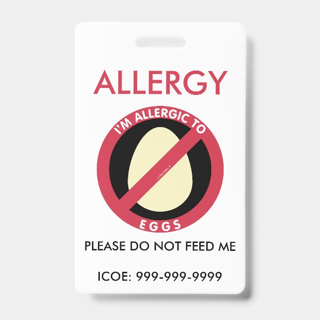 Kinder Personalisiertes Ei Allergie Notfall Ausweis (Front)