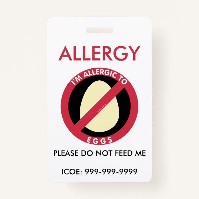 Kinder Personalisiertes Ei Allergie Notfall Ausweis (Vorderseite)