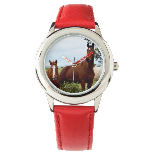 Kinder Pferderuhr. Armbanduhr (Vorderseite)