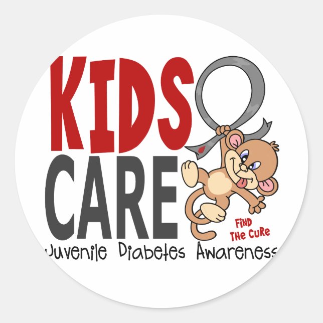 Kinder pflegen 1 Jugenddiabetes Runder Aufkleber (Vorderseite)