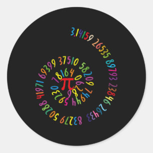 Kinder Pi Day Math Spiral 3.14 Ratio Geek Nerd Mat Runder Aufkleber