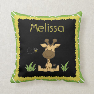 Kinder Pillow, Giraffe u. Biene, Grün/gelber Kissen