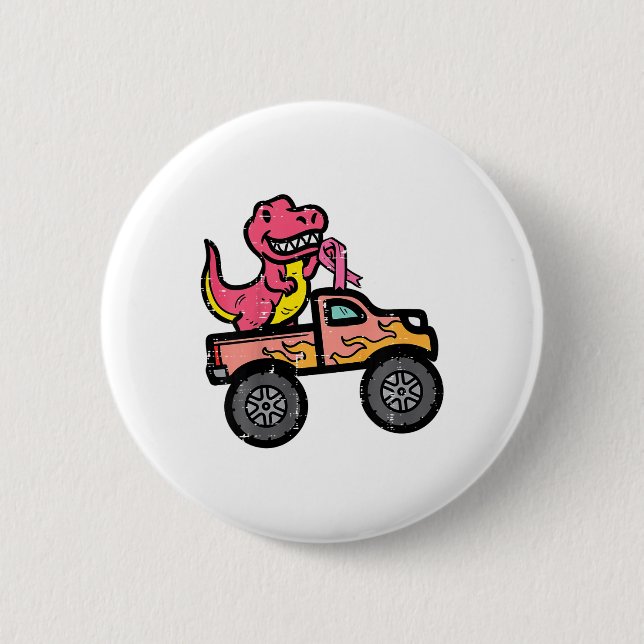 Kinder Pink-Dino-Monster LKW Brustkrebs-Warnung Button (Vorderseite)