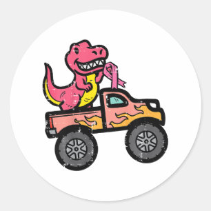 Kinder Pink-Dino-Monster LKW Brustkrebs-Warnung Runder Aufkleber
