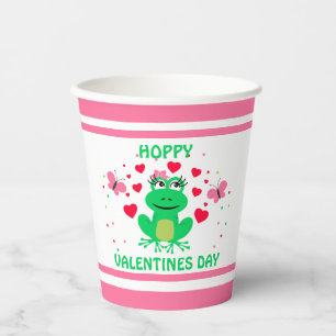 Kinder Pink Frosch "Hoppy" Valentinstag Pappbecher