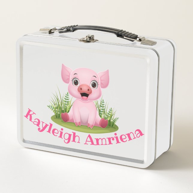 Kinder Pink Pig Metal Lunchbox (Vorderseite)