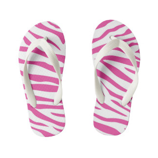 Kinder Pink Zebra Stripe Flip Flops