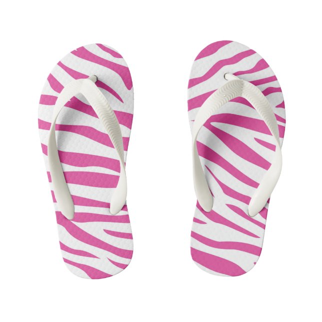 Kinder Pink Zebra Stripe Flip Flops (Fußbett)