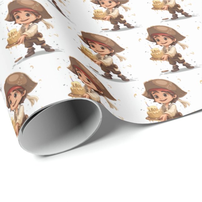 Kinder Pirate Geburtstag Geschenk Wrapping Papier  Geschenkpapier (Rolleneckpunkt)