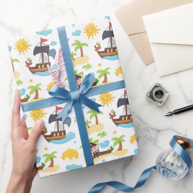 Kinder Piratenschiff Geburtstagsparty Geschenkpapier (Schenken)