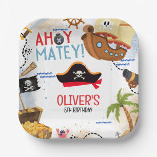 Kinder-Piratensparty Ahoy Matey Piraten-Geburtst Pappteller