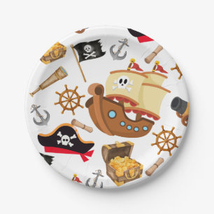 Kinder-Piratensparty Ahoy Matey Piraten-Geburtst Pappteller
