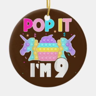 Kinder Pop Ich bin 9 Jahre alt Junge Mädchen 9. Ge Keramik Ornament