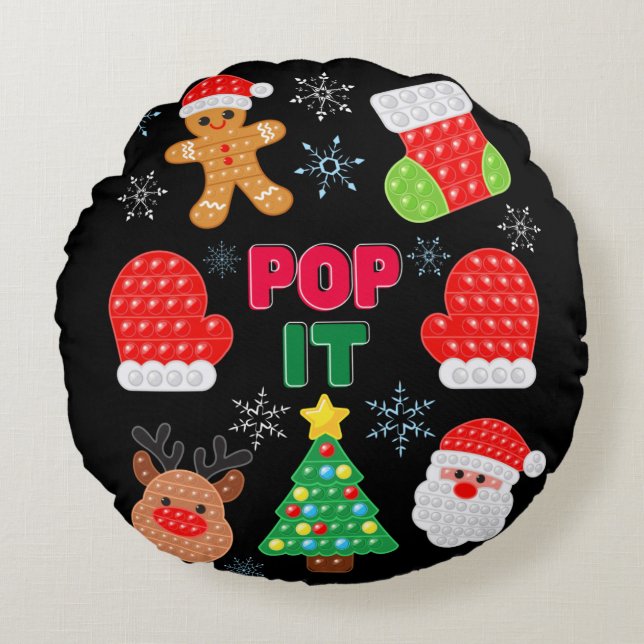 Kinder Pop Weihnachtsblase Weihnachtsbaum Rundes Kissen (Vorderseite)