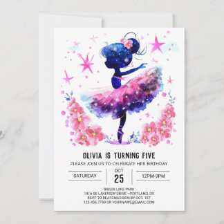 Kinder-Printable Ballerina zum Geburtstag Einladung
