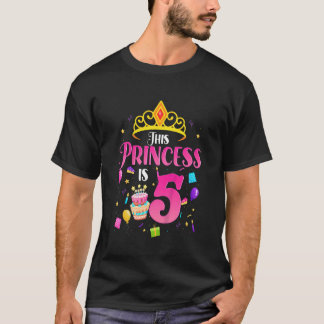 Kinder Prinzessin 5 Jahre Altes Mädchen Geburtstag T-Shirt