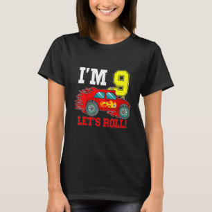 Kinder Race Car 9. Geburtstag Junge 9 Rennfahrer T-Shirt