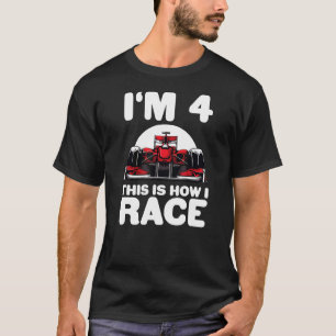 Kinder Racing Car 4. Geburtstag 4 Vierling Formel T-Shirt