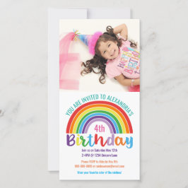 Kinder Rainbow Birthday Custom Foto Einladung