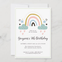 Kinder Rainbow Birthday Party Einladung