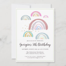 Kinder Rainbow Birthday Party Einladung