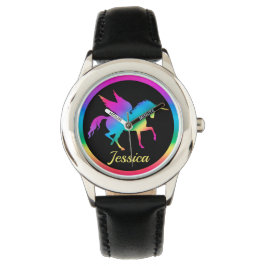 Kinder Rainbow Gradient Unicoron Silhouette Armbanduhr