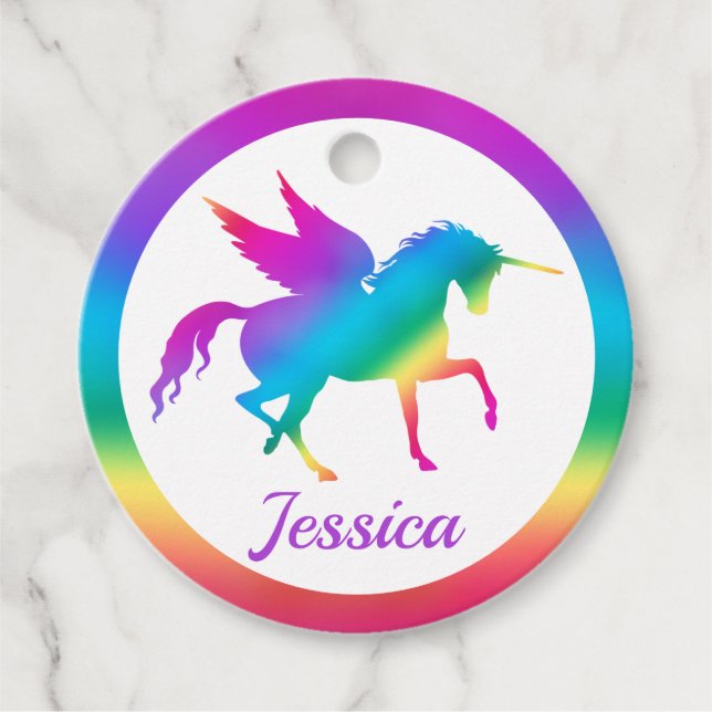 Kinder Rainbow Gradient Unicoron Silhouette Geschenkanhänger (Vorderseite)