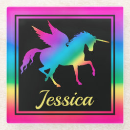 Kinder Rainbow Gradient Unicoron Silhouette Glasuntersetzer