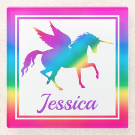 Kinder Rainbow Gradient Unicoron Silhouette Glasuntersetzer