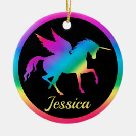 Kinder Rainbow Gradient Unicoron Silhouette Keramik Ornament