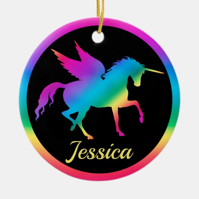 Kinder Rainbow Gradient Unicoron Silhouette Keramik Ornament (Vorne)